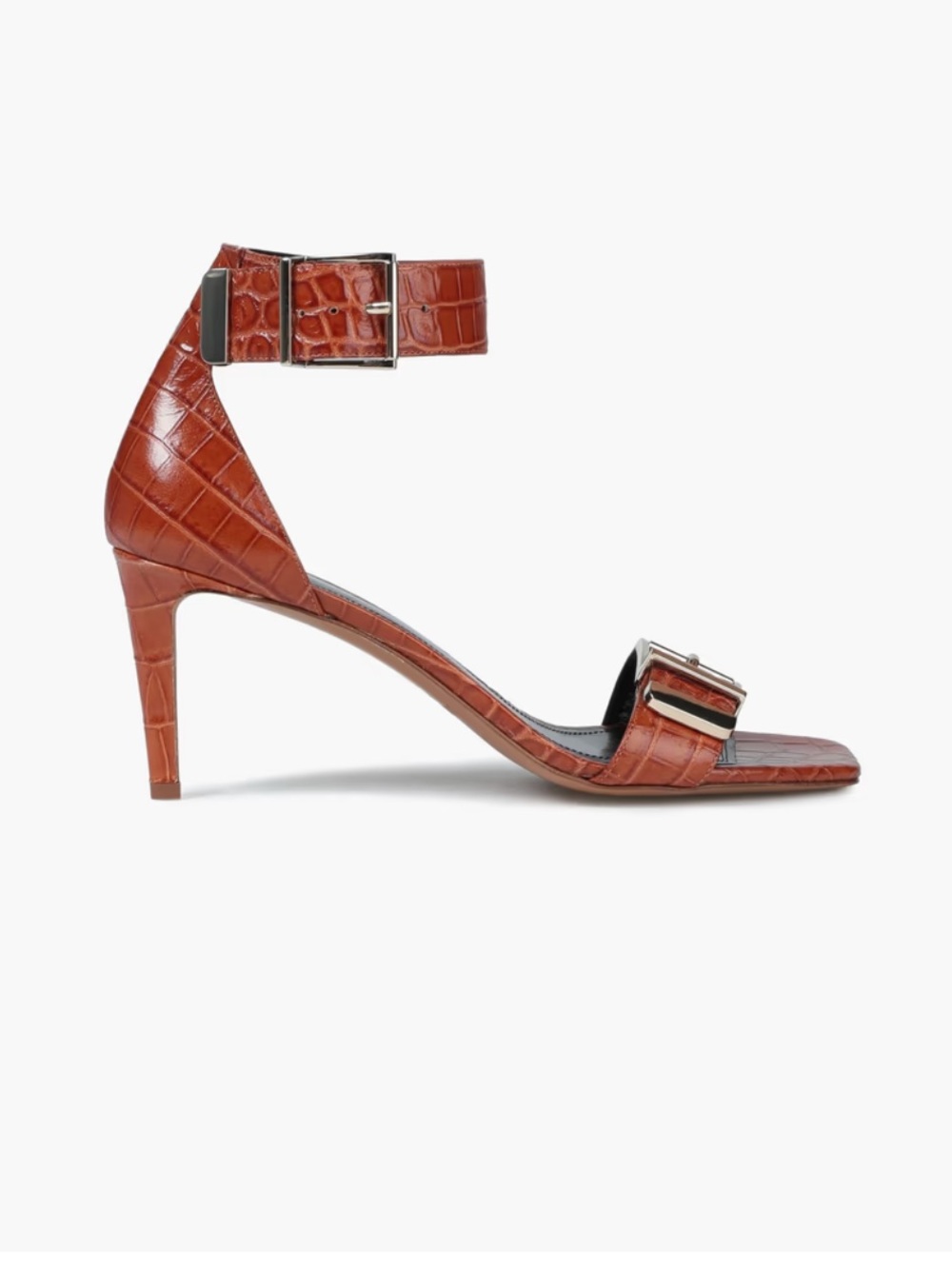 Zimmerman Buckled Croc-Embossed Leather Sandals 39